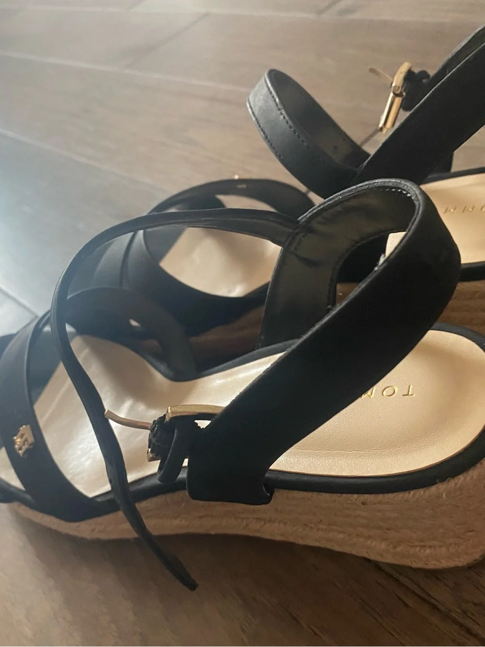 NEW Tommy Hilfiger Black Espadrille Wedge Sandals Size 9 Women’s